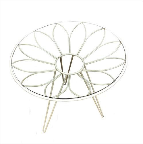 Lot 208 - A 1950's white painted wire-work occasional table