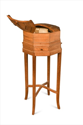 Lot 170 - A Cotswold School walnut work box on stand