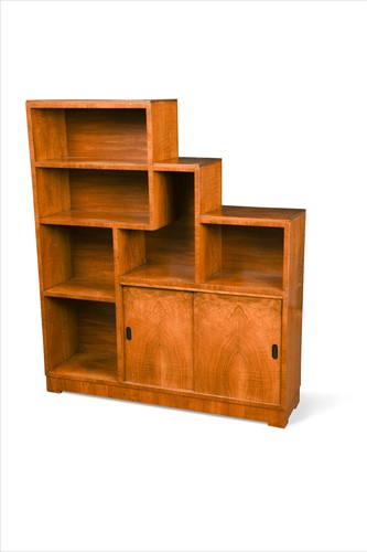 Lot 198 - An Art Deco walnut stepped bookcase