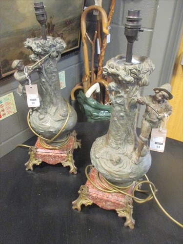 Lot 98 - A Pair of late 19th century French spelter and...