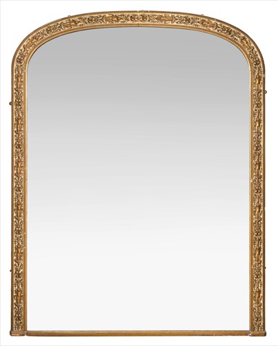 Lot 379 - A large Victorian arched overmantel mirror by C. Nosotti, mid 19th century