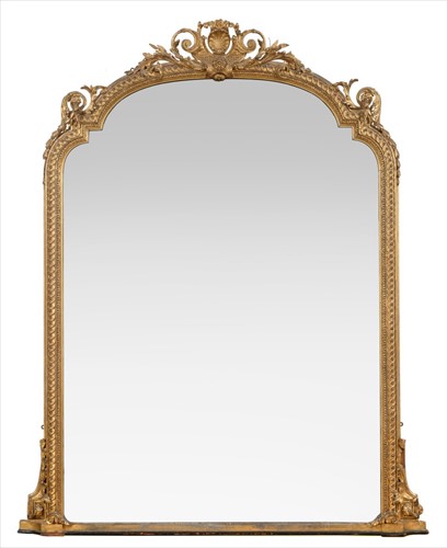 Lot 354 - A large Victorian arched mirror, mid to late 19th century