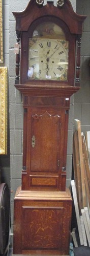 Lot 508 - A 19th century 8 day oak & mahogany inlaid...
