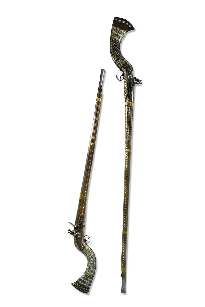 Lot 209 - Two 19th century Afghan flintlock jezail muskets