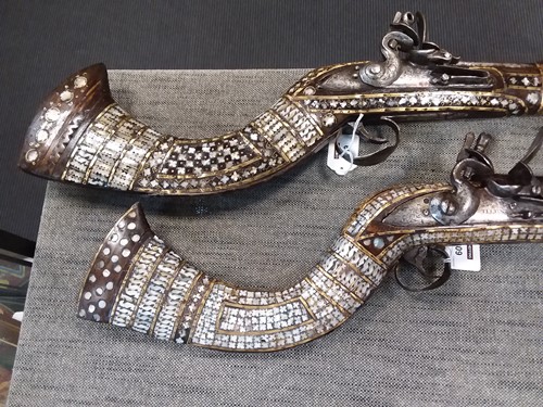 Lot 209 - Two 19th century Afghan flintlock jezail muskets