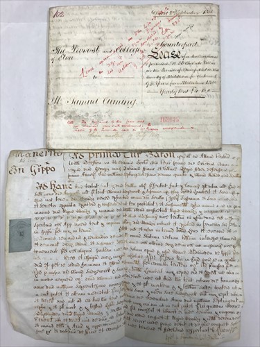 Lot 443 - Two vellum documents, the first written in latin, from the Manor of St. Peter’s