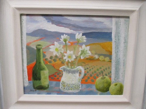 Lot 384 - Judith Moy (Modern British) Still life on a...