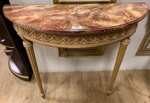 Lot 605 - A pair of 18th century style D-end console...