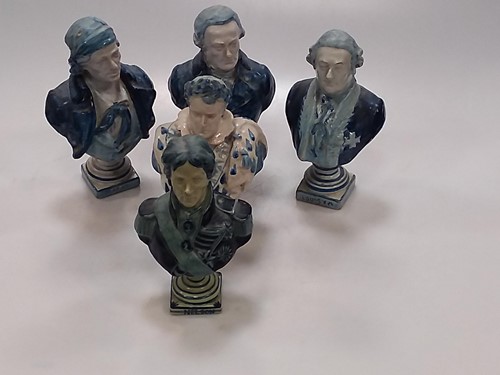 Lot 142 - Four French faience portrait busts, and...