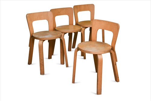 Lot 205 - Alvar Aalto, a set of four model 66 chair back stools
