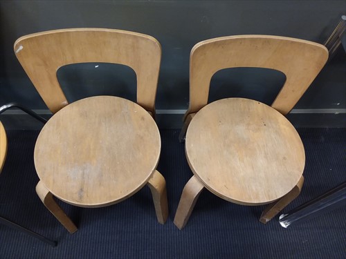 Lot 205 - Alvar Aalto, a set of four model 66 chair back stools