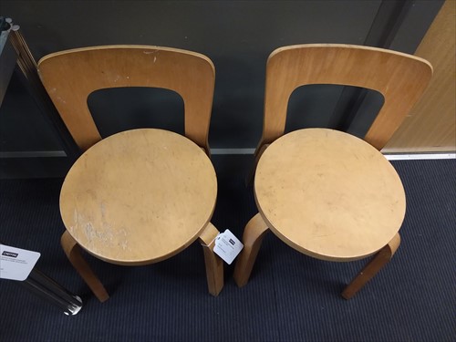 Lot 205 - Alvar Aalto, a set of four model 66 chair back stools
