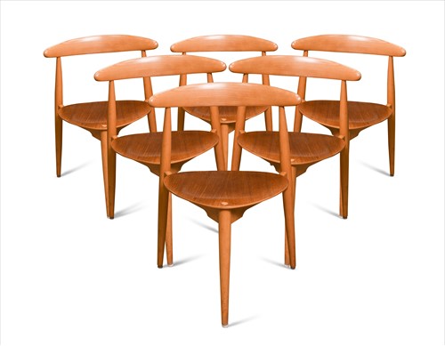 Lot 221 - Hans Wegner for Fritz Hansen, a set of six FH-4103 'Heart' chairs