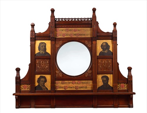 Lot 148 - A Gothic Revival oak overmantle
