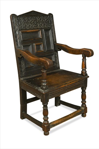 Lot 511 - 17 Century Oak pummel back chair