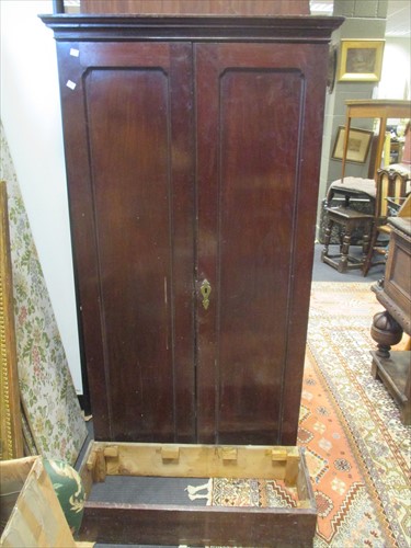 Lot 521 - 19th century mahogany cupboard with pigeon hole interior