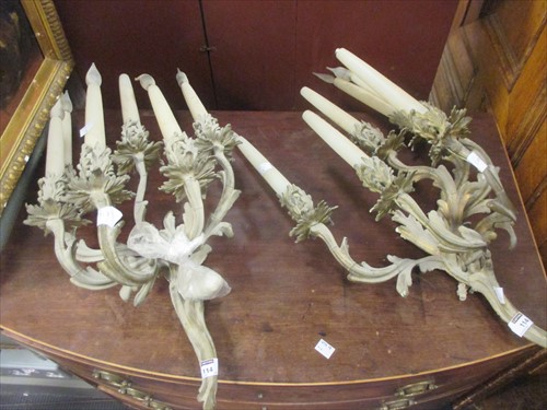 Lot 114 - A pair of 6 branch wall lights
