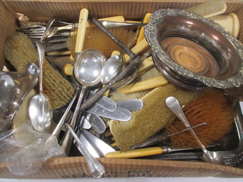 Lot 257 - A part silver plated cutlery set together with...