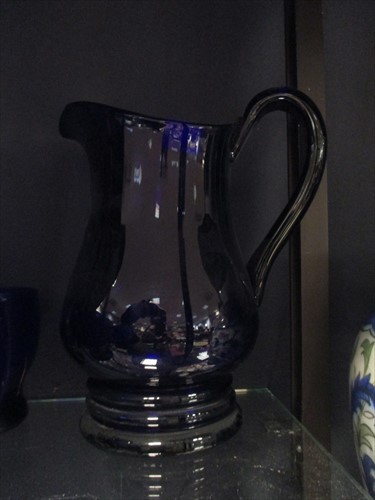 Lot 52 - A Victorian 'Bristol blue' water jug and six...