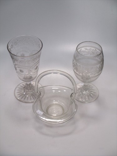 Lot 77 - A 19th century cut glass celery vase, another...