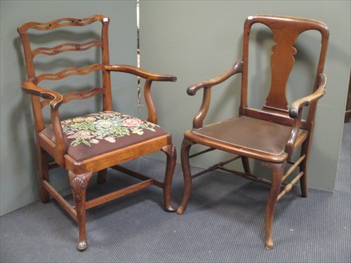 Lot 554 - A 19th century mahogany carver armchair and an...