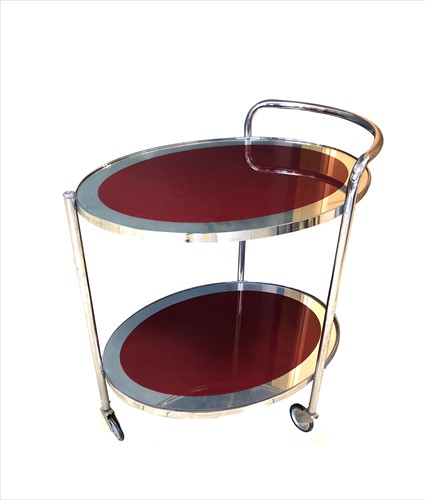 Lot 217 - A mid-century chrome two-tier drinks trolley