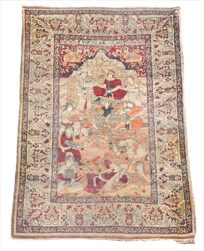 Lot 371 - A signed North East Persian pictorial rug