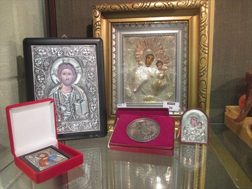 Lot 36 - A Romanian Icon - silver and lacquer 20th...