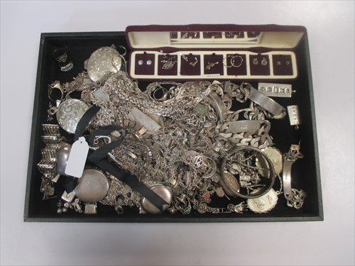 Lot 224 - A large quantity of silver and white metal...