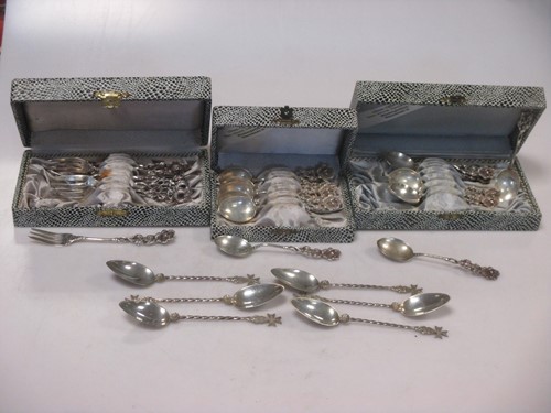 Lot 155 - A collection of Continental metalwares flatware