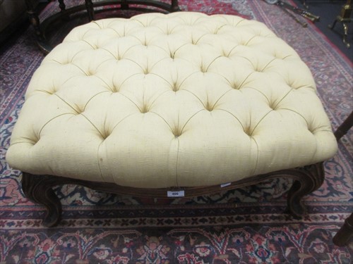 Lot 466 - Button square stool on cabriole legs, 81cm square