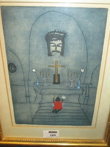 Lot 165 - Daniele Noel, lithograph of a church interior;...