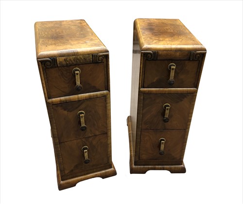 Lot 194 - A pair of Art Deco walnut pot cupboards