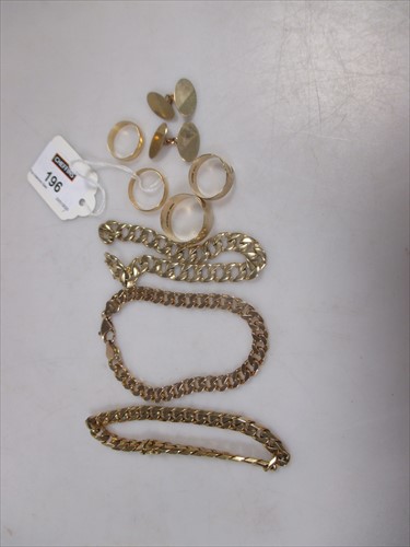 Lot 196 - Two 9ct gold bracelets, a yellow metal...