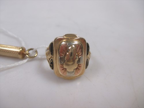 Lot 220 - A 9ct gold swivel action pocket toothpick...