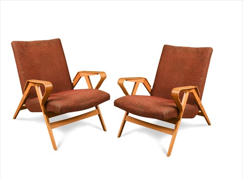 Lot 207 - Frantisek Jirak for Tatra Nabytok NP, a pair of 1950's Czechoslovakian armchairs