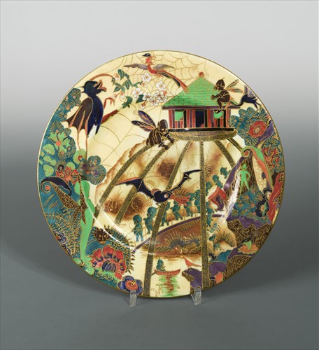 Lot 40 - A Wedgwood Fairyland Lustre Imps on a Bridge and Tree House pattern plate