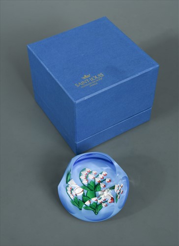 Lot 30 - A Saint Louis limited edition Lilies of the Valley glass paperweight