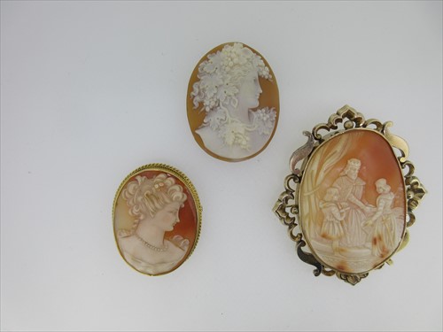 Lot 72 - A loose cameo of a youthful Bacchus, an Arthurian cameo brooch and another
