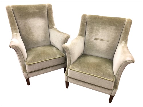 Lot 212 - A 1950s Danish green velvet dralon three-seat sofa