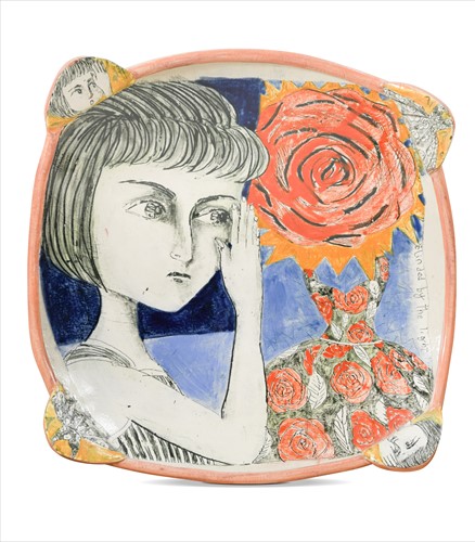 Lot 58 - Sara Robertson (British, 20th century), Blinded by the Light, a studio pottery charger