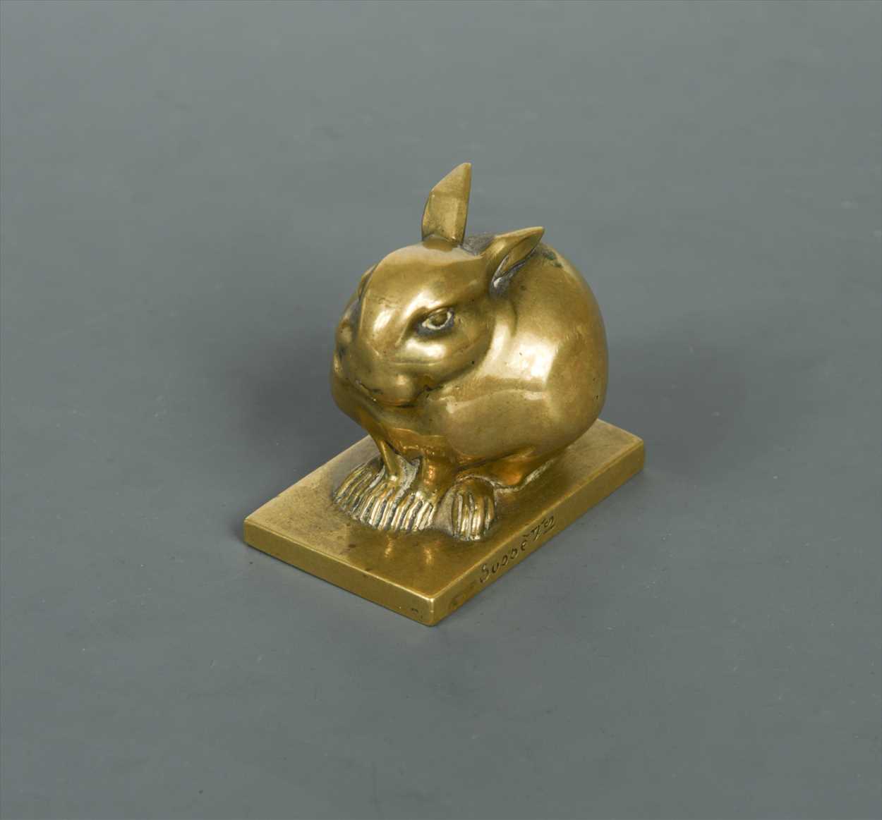 Lot 64 - Edouard Marcel Sandoz (Swiss, 1881-1971), `Lapin Bijou`, a gilt bronze model of a rabbit
