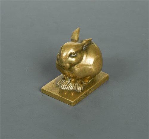 Lot 64 - Edouard Marcel Sandoz (Swiss, 1881-1971), `Lapin Bijou`, a gilt bronze model of a rabbit