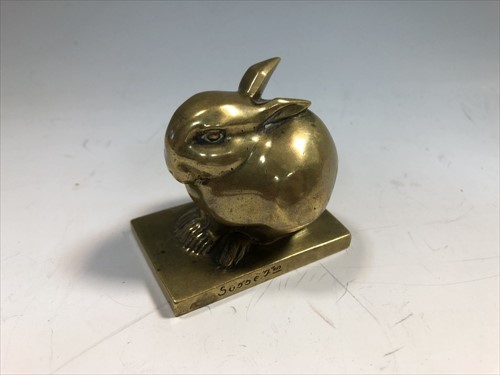 Lot 64 - Edouard Marcel Sandoz (Swiss, 1881-1971), `Lapin Bijou`, a gilt bronze model of a rabbit