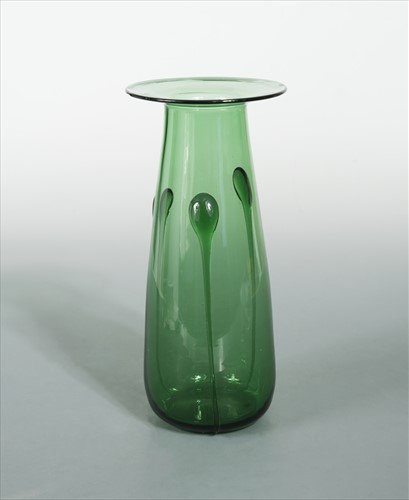 Lot 2 - James Powell and Sons, Whitefriars (attributed), an Arts and Crafts green glass vase