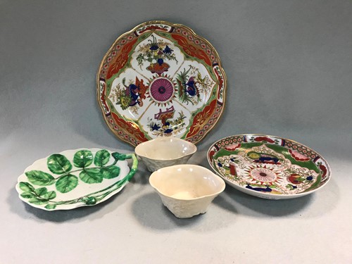 Lot 2 - A Worcester 'Dragon in Compartments' pattern plate and saucer