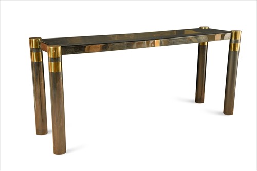 Lot 226 - An Italian tubular gilt brass and steel console table, circa 1960