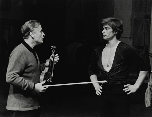 Lot 244 - David Farrell (British, 1919-2013), Yehudi Menuhin with Rudolph Nureyev, photograph