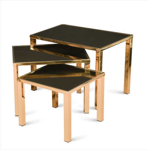 Lot 235 - A set of three 23ct gold plated nesting tables by Belgochrome