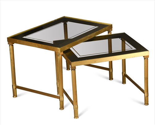 Lot 236 - A pair of mid-century brass nesting or lamp tables